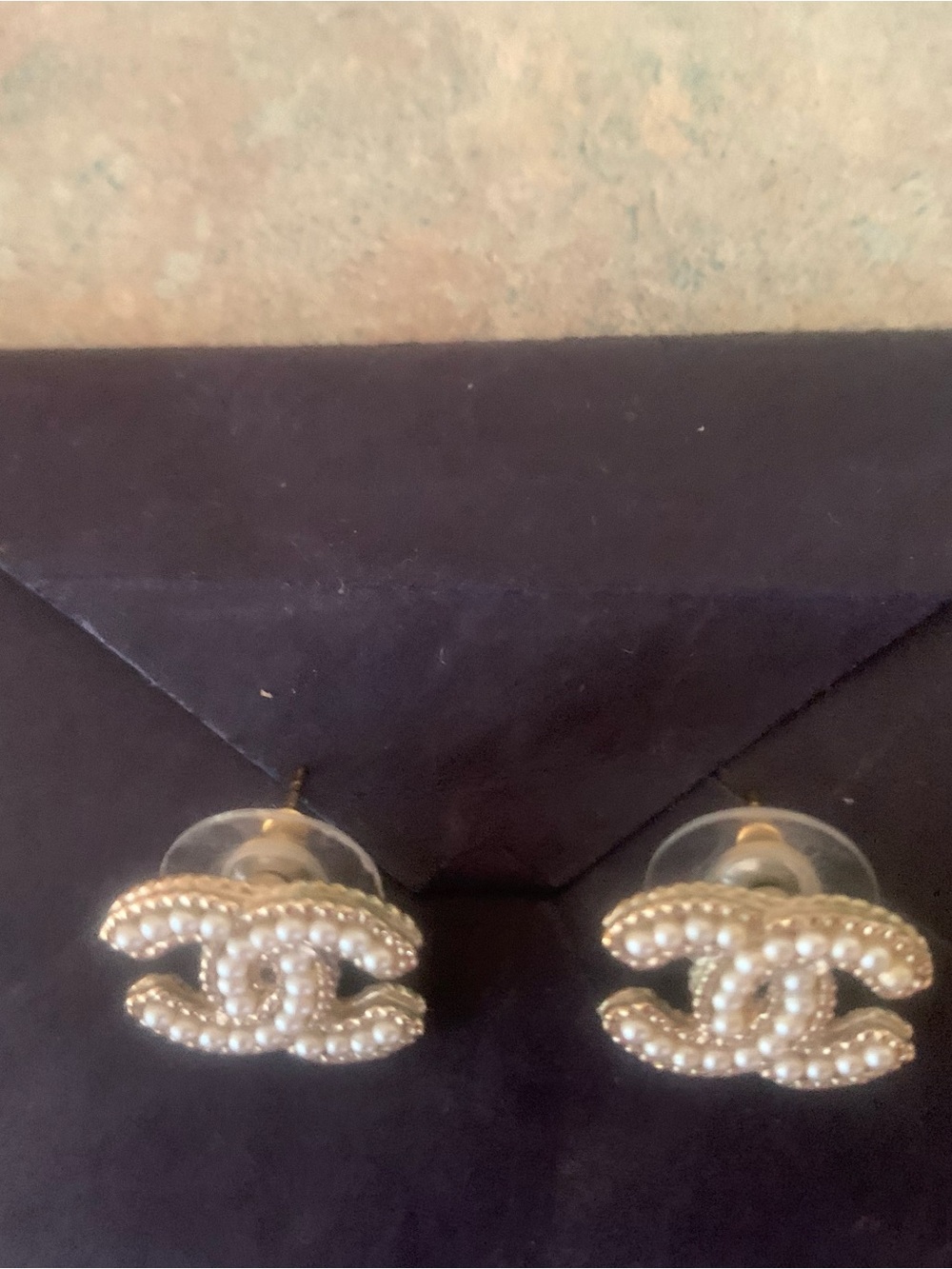 CHANEL Gold-Tone CC Logo Pearl-Trim Stud Earrings - Picture 7 of 7